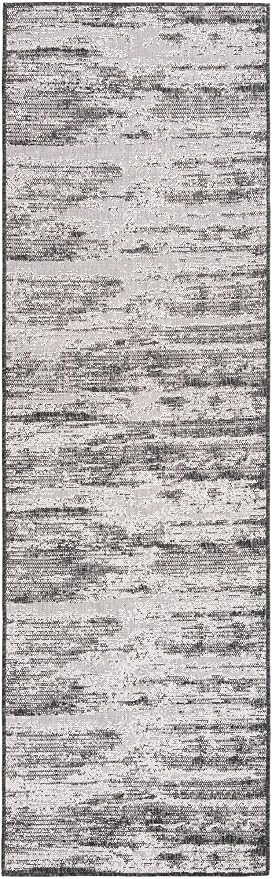 Unique Loom Outdoor Modern Collection Area Rug - Cartago (2' 11" x 10' Runner, Charcoal/ Ivory)