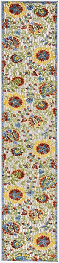 Nourison Home Aloha Ivory Multicolor 2'3" x 10' Area Rug - Easy Clean, Non Shedding, Bed Room, Living Room, Dining Room, Kitchen (10' Runner)