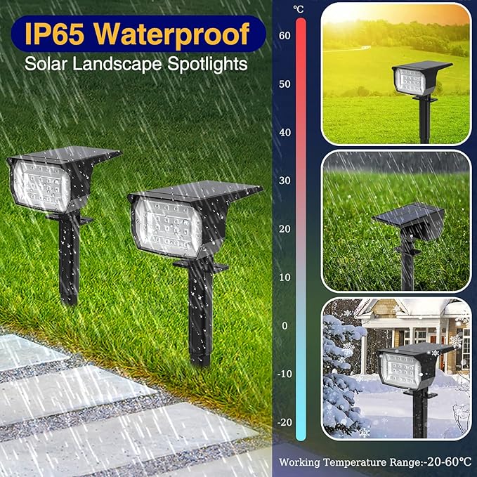 nipify 10 Pack Solar Spot Lights Outdoor Color Changing, 7 Modes Halloween RGB Solar Powered Waterproof Spotlight, Landscape Lighting for Outside Yard Garden Pathway