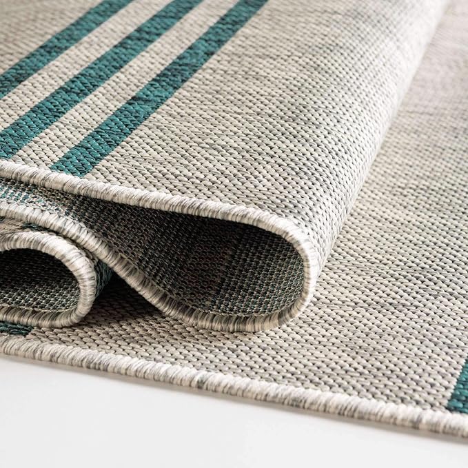 Unique Loom Jill Zarin Outdoor Collection Area Rug - Anguilla (7' 10" Square, Light Gray/ Teal)