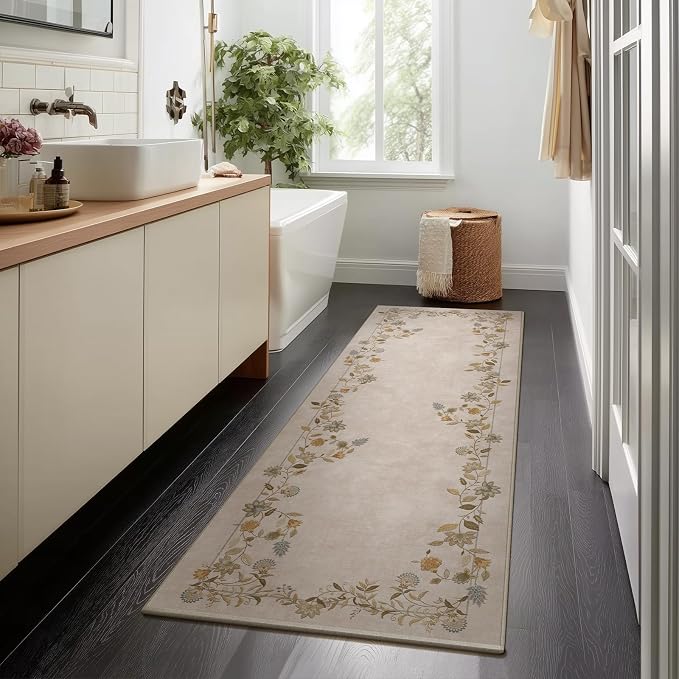 2x6 Washable Runner Rugs for Entryway: Kitchen Rug Non Slip Backing Stain Resistant Low Pile Soft Indoor Floor Carpet Runners for Hallways Kitchen Bedroom Laundry Room Farmhouse Indoor