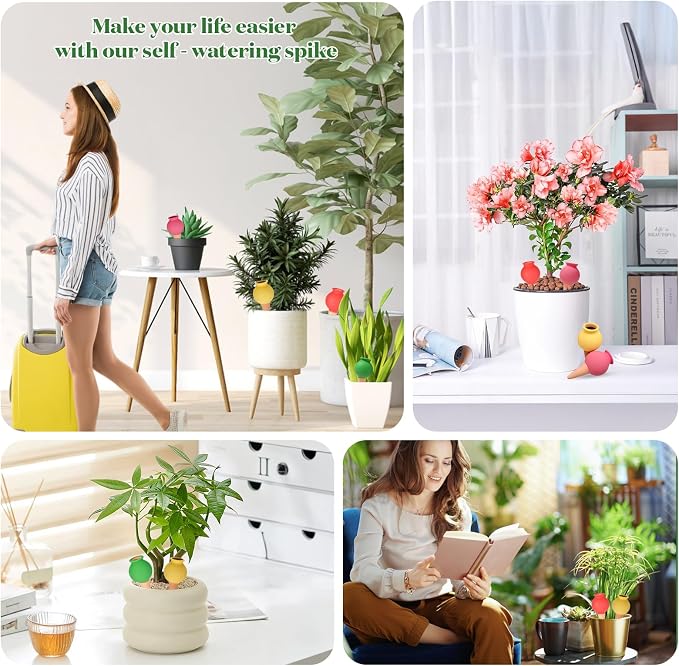 Terracotta Watering Spike Set, Self Watering Planter Insert, Automatic Plant Watering Devices for Vacation Care, Garden/Office/Outdoor/Indoor Plant Decoration