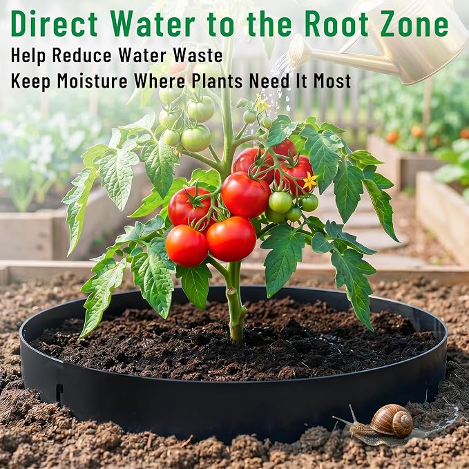 Hi Sasara 10 PCS Adjustable Plant Rings, 7 inch/10 inch Diameter Planting Grow Rings for Outdoor Plants, Black Garden Ring for Vegetables,Flowers Plant Deep Watering