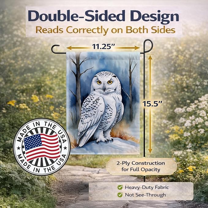 Caroline's Treasures Snowy Owl Garden Flag Mailbox Flag Decorative Yard Flag Banner Outside Patio Artwork Yard Flower Beds, Garden Size, Multicolor