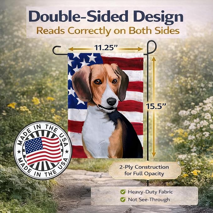 Caroline's Treasures CK6421GF Beagle American Flag Garden Flag Mailbox Flag Decorative Yard Flag Banner Outside Patio Artwork Yard Flower Beds, Garden Size, Multicolor
