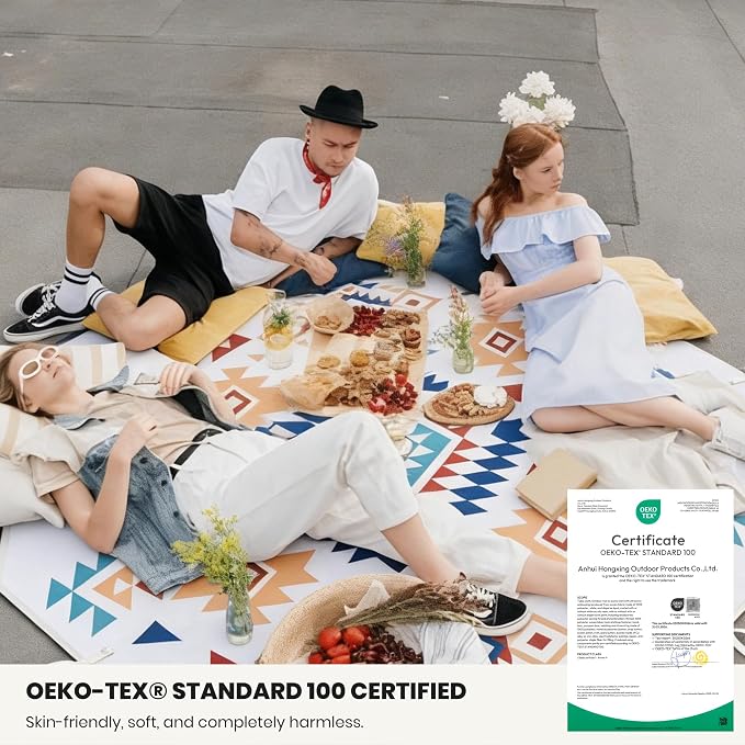 87 in * 87 in Waterproof Picnic Mat Picnic Blanket, Enlarged and Thickened Camping Mat, Larger Picnic Blanket, Suitable for Grassland, Beach, Courtyard, Outdoor Activities (Blue)