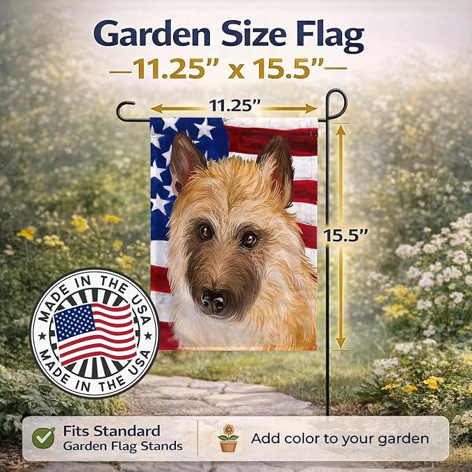Caroline's Treasures CK6427GF Belgian Laekenois American Flag Garden Flag Mailbox Flag Decorative Yard Flag Banner Outside Patio Artwork Yard Flower Beds, Garden Size, Multicolor