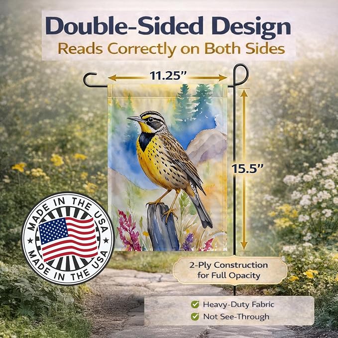 Caroline's Treasures Oregon Western Meadowlark Garden Flag Mailbox Flag Decorative Yard Flag Banner Outside Patio Artwork Yard Flower Beds, Garden Size, Multicolor