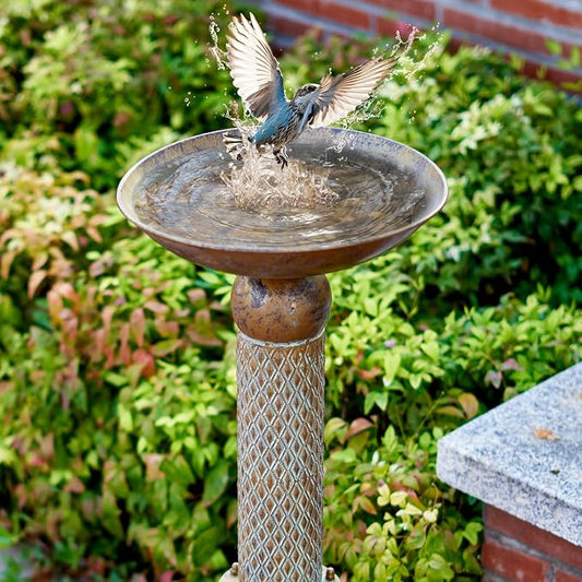 35.4"H Metal Bird Bath for Outside,Vintage Bird Bath,Garden Lawn Yard Decor | Cylindrical Base Bird Bath,Bird Feeder Seed Tray Garden,Bird Baths for Outdoors