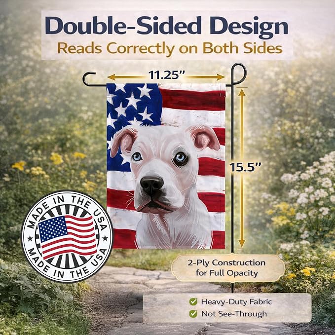 Caroline's Treasures CK6555GF Guatemalan Dogo Dog American Flag Garden Flag Mailbox Flag Decorative Yard Flag Banner Outside Patio Artwork Yard Flower Beds, Garden Size, Multicolor
