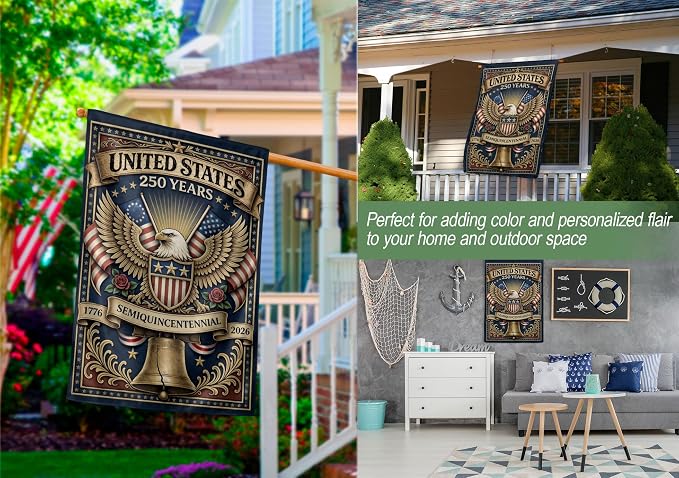 1776-2026 Commemorative, 250 Anniversary Usa Flag, Dualided Design, American 250th Anniversary Patriotic Design, American Flag With Eagle, Garden Flags For Outside 4 (30x40 Inch)