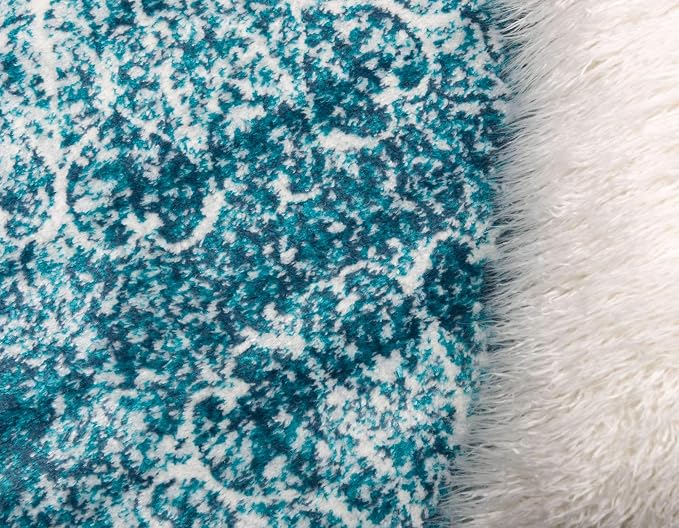 Unique Loom Sofia Collection Area Rug - Grace (3' 3" x 19' 8" Runner, Turquoise/ Ivory)
