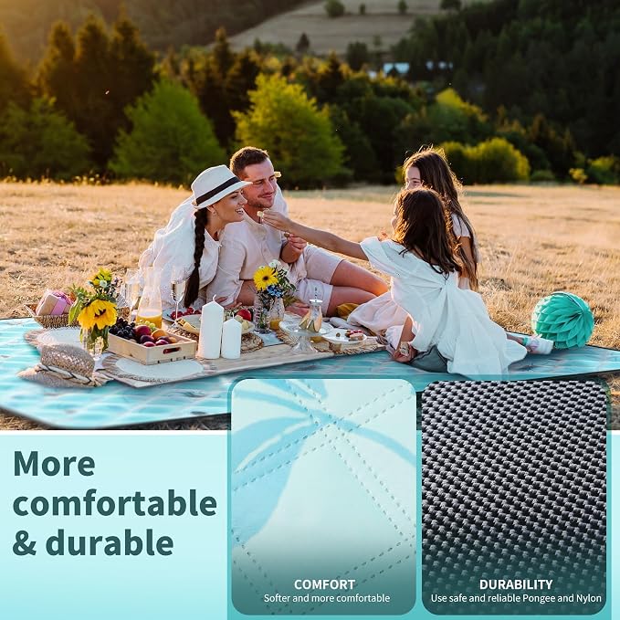 ANJ Outdoors Extra Large Waterproof Picnic Blankets | Foldable Sandproof Beach Blanket N Outdoor Blanket | 5-Layer Machine Washable Soft Picnic Mat for Camping, Grass, Park N Stadium
