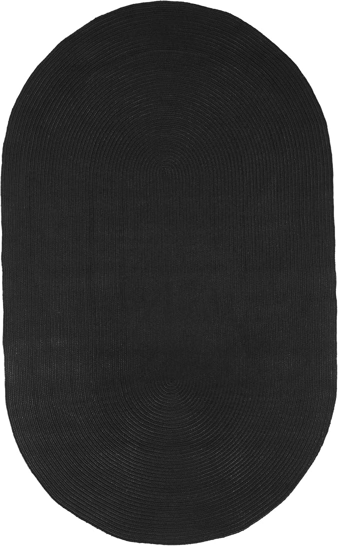 Superior Jute Oval Indoor Area Rug, Black