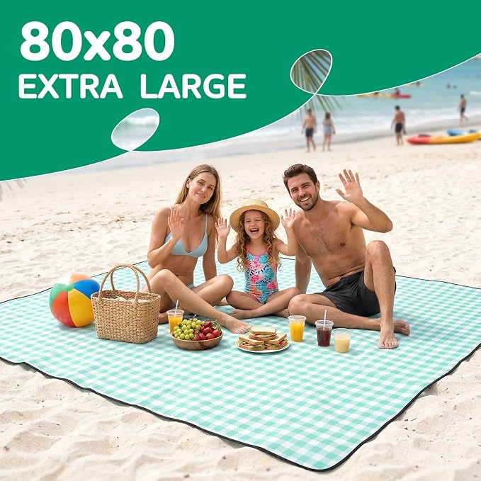 Waterproof Beach Blanket Picnic Mat Outdoor Dog Rug Foldable Oversized Extra Large Sandproof Sand Free Resistant Big XL Giant Towel Hawaii Family Essentials Supplies Summer Must Have Vacation Gift