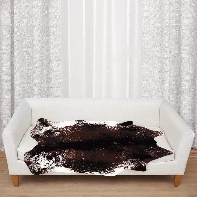 MACEVIA Faux Cowhide Rug Cute Cow Print Rugs Animal Area Carpet Western Decor for Living Room Bedroom Non-Slip 43.3" L x 29.5" W(3.6ft x 2.4ft)