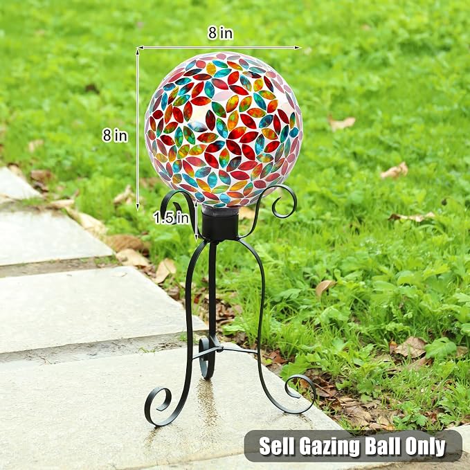 VCUTEKA Gazing Balls, 8" Glass Gazing Ball Sphere for Garden Outdoor Decor | Gazing Balls, Glass Mosaic Gazing Balls Sphere 8" Garden Globes for Garden Lawn Outdoor Yard Decorative