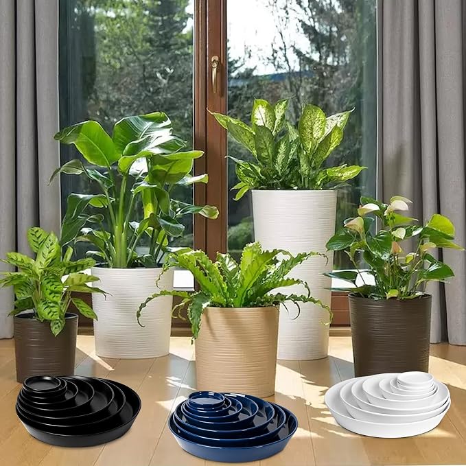 Ceramic Plant Saucer Tray 2 Pcs 3 4 Inch Blue, 4.2" OD x3.5 ID x0.7 Deep| Round Sturdy Heavy Duty Glazed Bevel Planter Drip Flower pots with Catch Basin for Indoor Outdoor Plants(3" Blue)