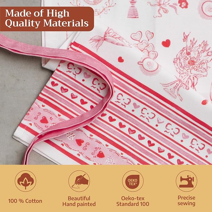 Maison d' Hermine Aprons for women with Pocket 100% Cotton (27.50"x31.50") | Adjustable Neck Strap & long ties Apron Men Chef Wedding Cooking Gardening Server Maid