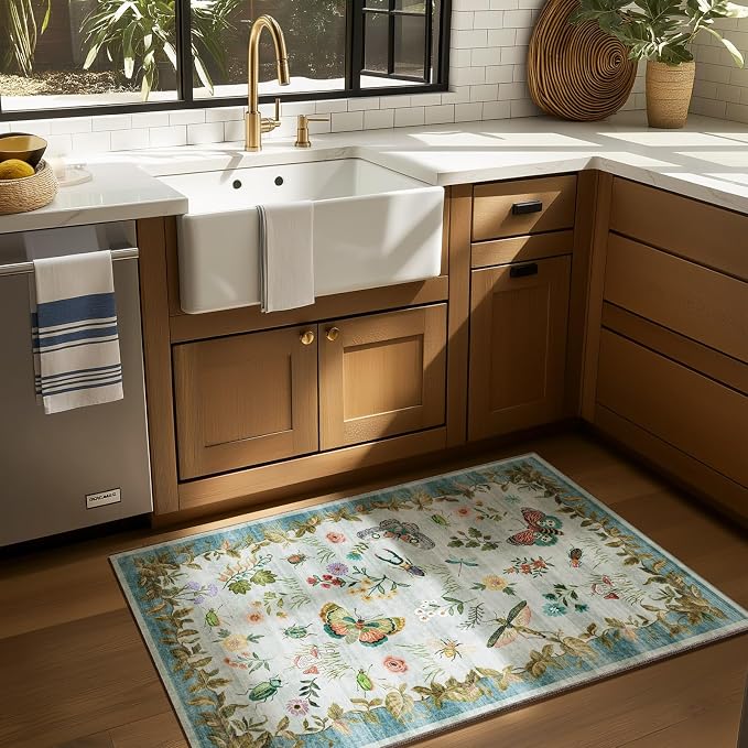 2x3 Washable Throw Rugs for Entryway: Door Mat Indoor Entrance Small Area Rug Non-Slip Low Pile Soft Kitchen Rug for Front Door Indoor Entrance Bedside Entry Kids Room