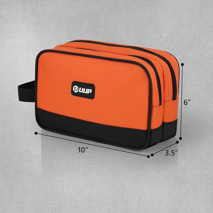 UUP 10 Inch Small Tool Bag, Zipper Tool Pouch Two Compartments Heavy Duty, Utility ToolBag with Carrying Handle, Tools Storage Organizer for Electrician Mechanic, Gift for Men Dad,Orange
