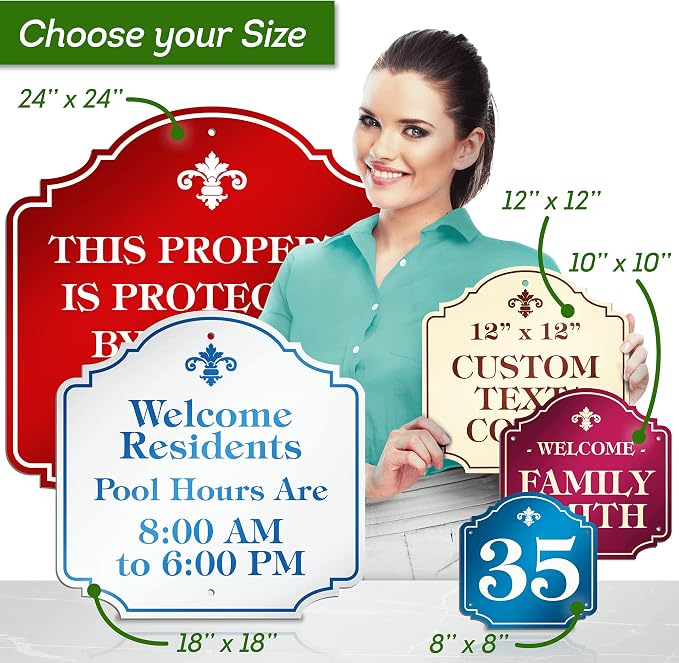 Custom Sign, Customized for Outdoor/Indoor Use, Personalized Designer Style Sign, 18x18 Inch, 24 Colors, Rust-Free Thick AlumaBond - Made by: My Sign Center, USA (Florolex II - Contour)