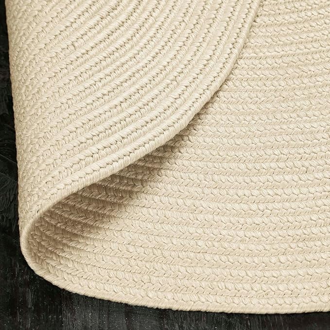 Superior Indoor Outdoor Area Rug, Handwoven Reversible Braided Home Decor for Kitchen, Dining Room Floors, Patio, Front Porch, Deck, Modern, Boho, Farmhouse Style, 8' x 10', Cream