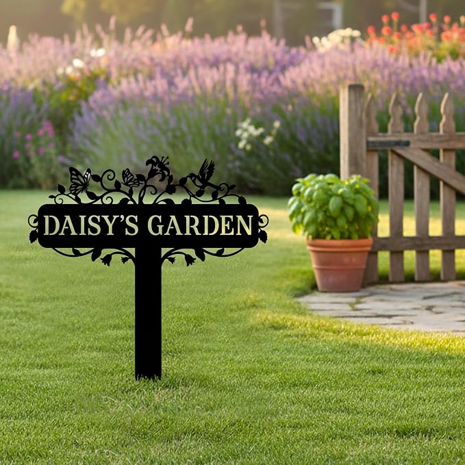 Custom Garden Metal Stake Sign – Personalized Outdoor Name Sign, Decorative Metal Yard Art for Plant Lovers