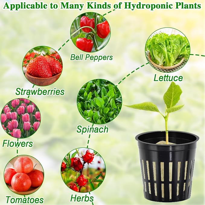 Halatool 24 x 2-Inch Rockwool Cubes & 24 x 3-Inch Net Cups - Hydroponics Starter Kit for Plants Cloning, Seed Starting, and Patio Gardening - Durable, Effective, Great Gift Option