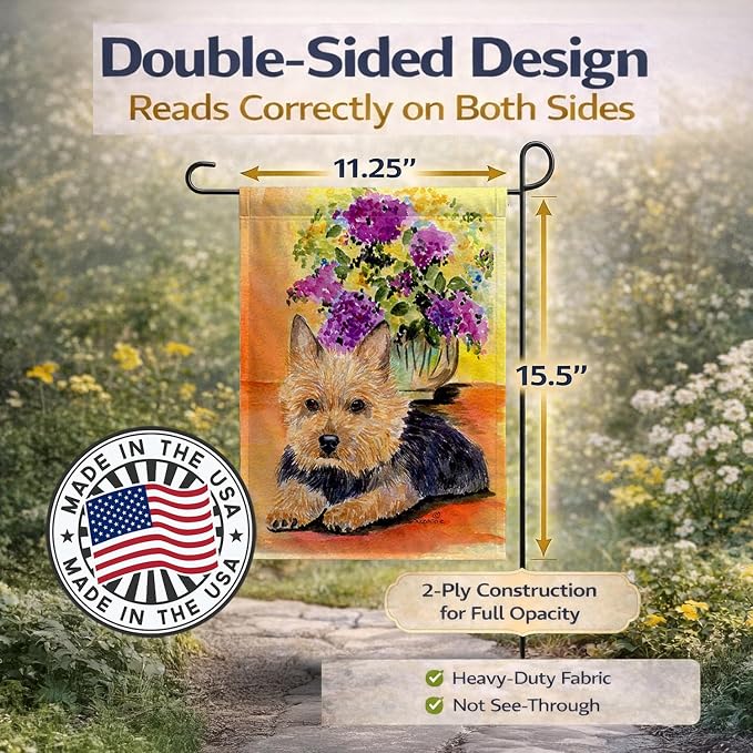 Caroline's Treasures SS8297GF Norwich Terrier Garden Flag Mailbox Flag Decorative Yard Flag Banner Outside Patio Artwork Yard Flower Beds, Garden Size, Multicolor