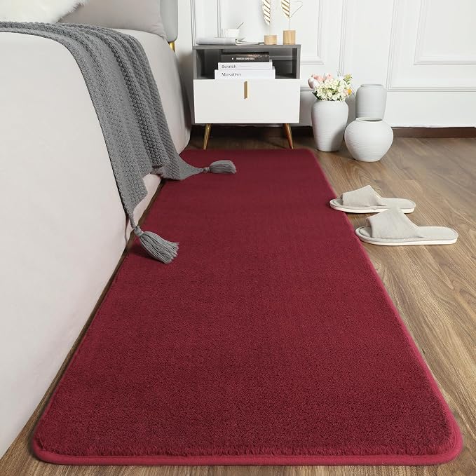 AROGAN 2x6 Runner Rug for Hallway, Long Runner Rugs Non Slip, Wine Red | Soft Washable Memory Foam Carpet for Bedroom, Non Slip Backing Runners Rug for Hallways, Kitchen, Bathroom, Entryway Home