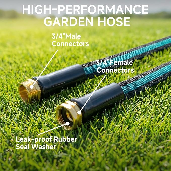 100FT Lightweight Garden Hose – Kink-Resistant, Flexible, High-Pressure Hose for Outdoor Watering, Lawn Care, Garden, and Car Cleaning