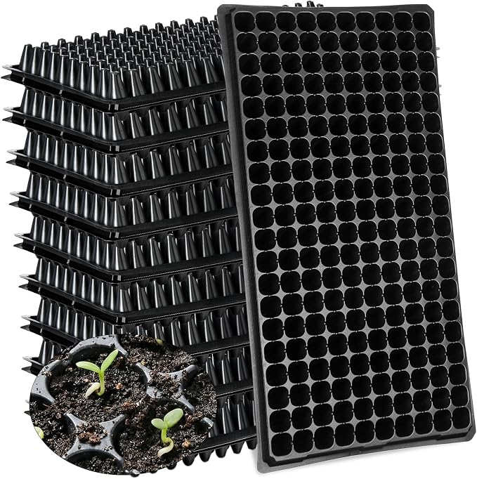 Eccliy 40 Pack 200 Cell Seedling Trays Seed Starter Kit Plant Starter Tray Durable Plastic Gardening Germination with Drain Holes Nursery Pots Mini Propagator for Growing Propagation