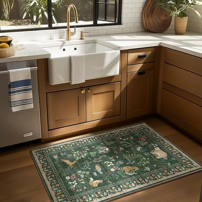 Machine Washable Throw Rugs for Entryway: Door Mat Indoor Entrance 2x3 Rug Small Area Rug Non-Slip Low Pile Soft Kitchen Rug for Front Door Indoor Entrance Entry Bedside Kids Room