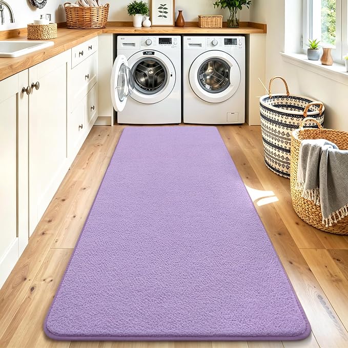Keeko 2x6 Area Rugs for Living Room,Soft Washable Memory Foam Bedroom Rug | Indoor Throw Rug Low Pile Minimalist Non Slip Carpet for Kids Nursery Classroom Dorm Room Home Decor Purple