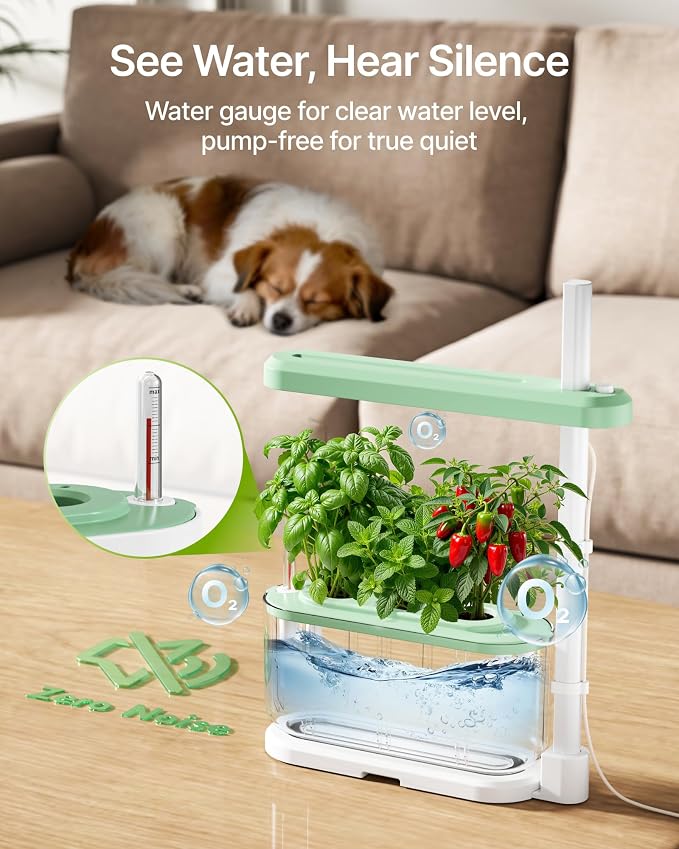SUNCOZE Hydroponics Growing System Kit with 3 Pods for Beginners | Full Spectrum Dimmable LED Grow Light, Adjustable Height Indoor Herb Garden, Compact Hydroponic System, Gardening Gifts