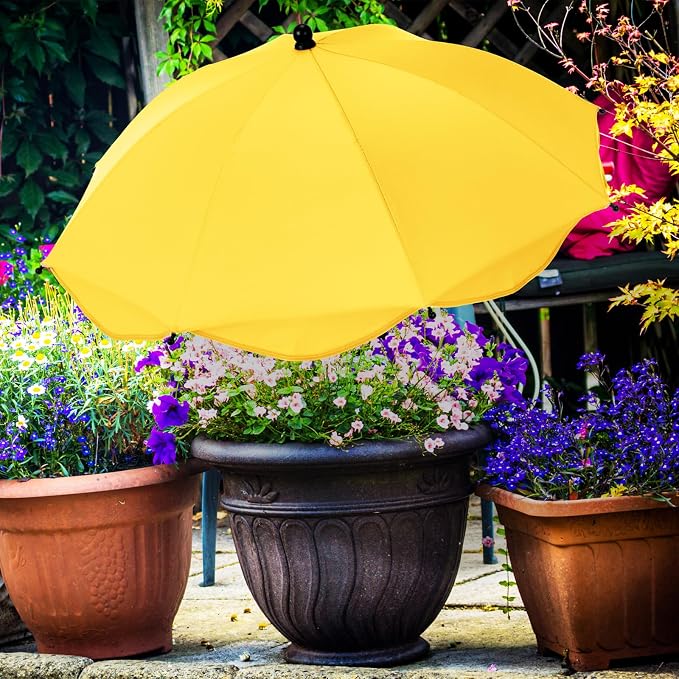 1pcs 26 Inch Plant Umbrellas for Outdoor Plants Garden Umbrella Shade for Potted Plant, Garden Bed Flower Pot Provide Shade to ‌defend Blazing Sun (Yellow)