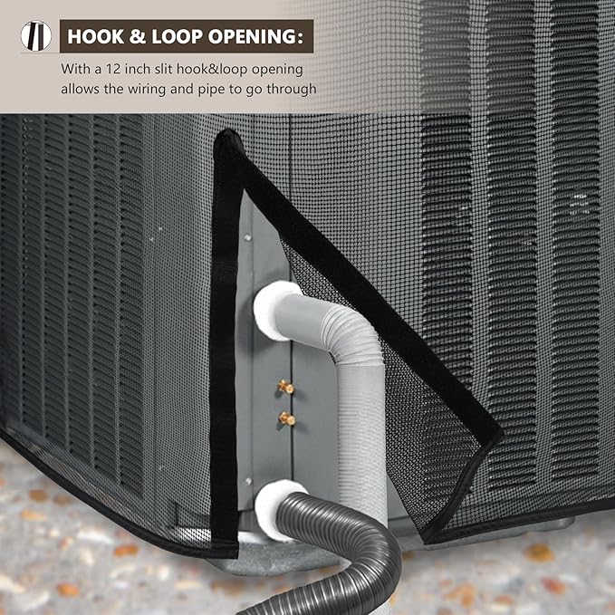ULTCOVER 2 in 1 Full Mesh with Waterproof Fabric Top Air Conditioner Defender Cover 36W x 36D x 40H inch for Square Outside AC Units All Seasons Use