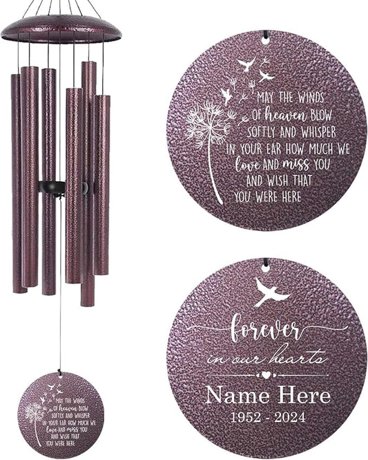 Memorial Wind Chimes for Loss of Lover One, Mom, Dad, Outside Deep Tone 30/36/45 inch Windchimes in Memory of a Loved One, Sympathy Gifts for Bereavement Produced in Texas