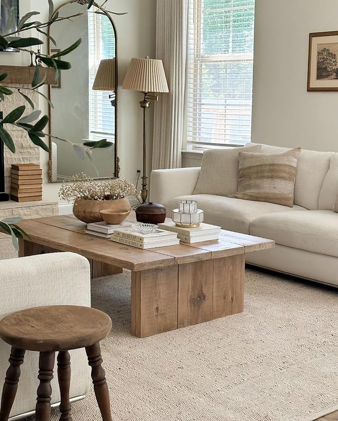 Jute Cotton Hand Woven Area Rug (10' x 13' Natural) | Farmhouse Area Rug for Living Room Bedroom Hallway Entryway Rustic Vintage Bohemian Décor