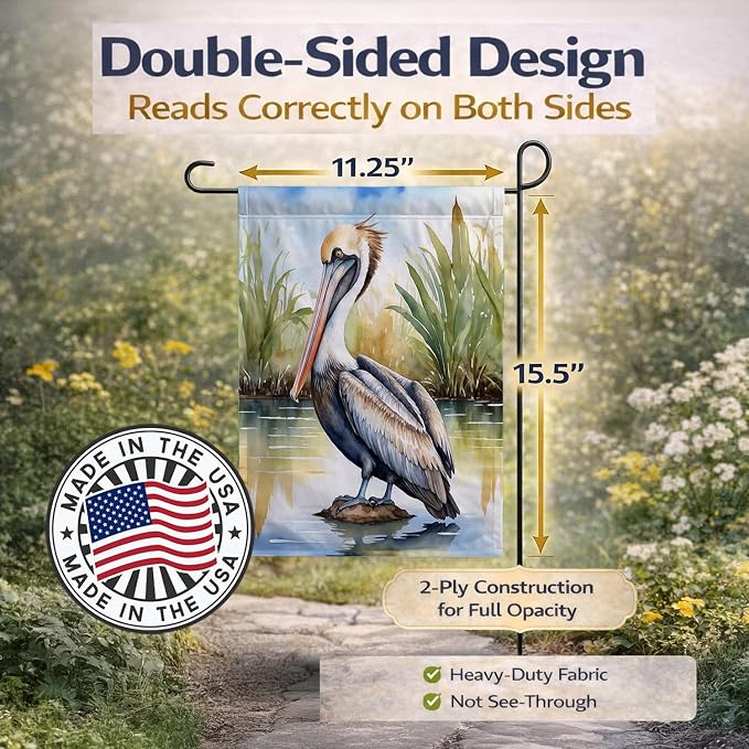 Caroline's Treasures Louisiana Brown Pelican Garden Flag Mailbox Flag Decorative Yard Flag Banner Outside Patio Artwork Yard Flower Beds, Garden Size, Multicolor