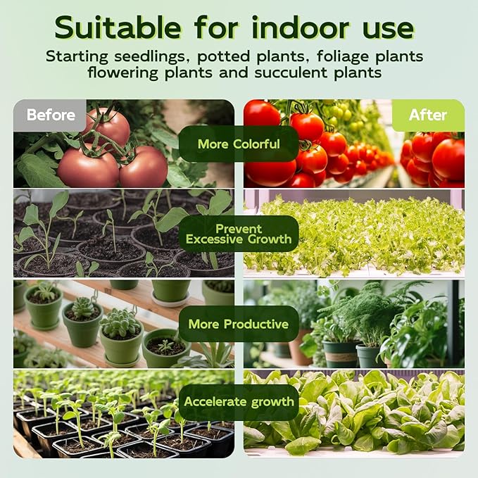 Hlite LED Grow Light 16 inch, Hanging Full Spectrum Linkable 2 Pack | Linkable Plant Grow Lights for Indoor Plants, Auto On/Off Timer, Seed Starting to Bloom, Plug and Hanging, Yellow