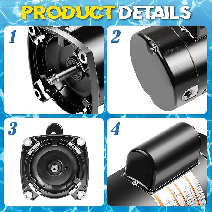 SQ1202 Pool Pump Motor 2HP 48Y Frame Fit for Century A.O.Smith Single Speed | Fit for Century A.O. Smith 2HP Single Speed, 3450 RPM, 48Y Frame, 230V, 11.2 Amps, Swimming Pool Motor