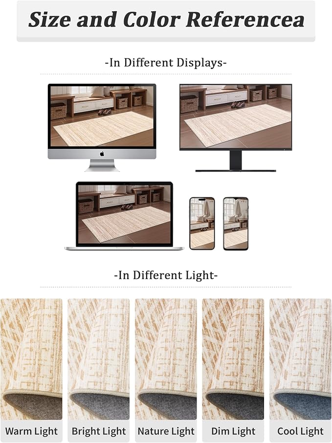 Miukiki Hallway 2x8 Runner Rug Washable Non Slip Kitchen Rug Beige | Soft Low Pile Long Floor Runner for Entryway Bedroom Laundry Room, Indoor Foldable Carpet with Rubber Backing 2'x8'