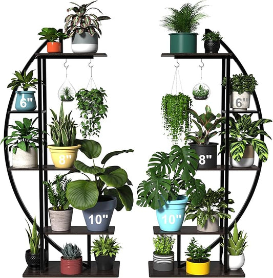GDLF Tall Plant Stand Large Plant Shelf Indoor 71" Metal flower rack with hanging hook, Improved Taller Design with more space(pots up to 10")