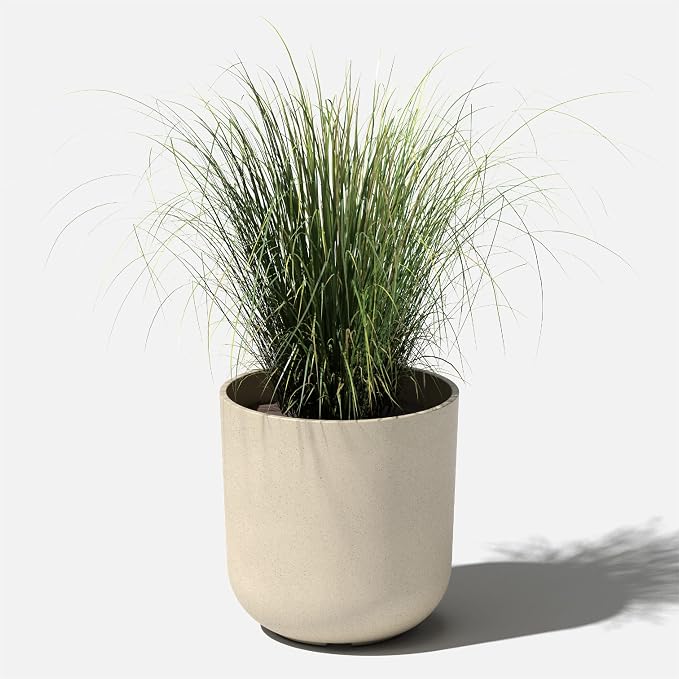 Veradek Mason Series Lima Planter - Round Planter for Indoor or Outdoor Porch/Garden | Made from Plastic-Stone Composite with Drainage Holes | Modern Décor for Succulents, Flowers, Small Plants