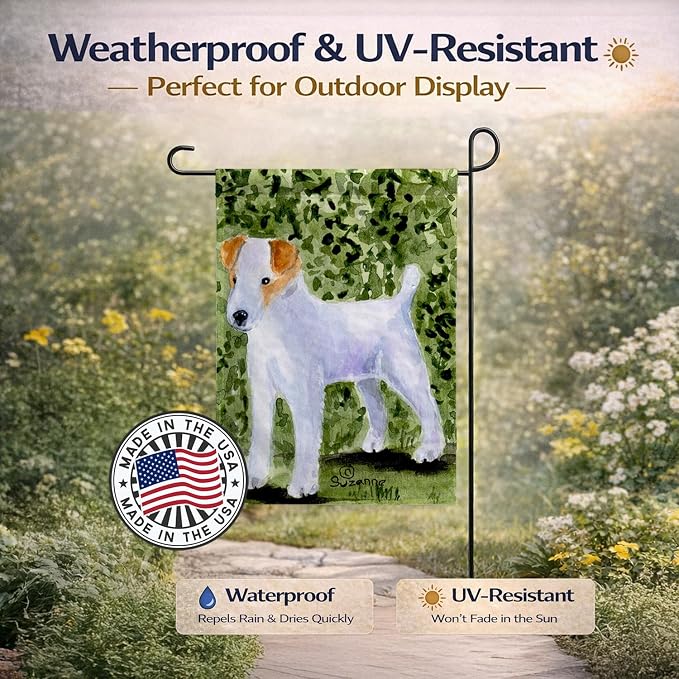 Caroline's Treasures SS8734GF Jack Russell Terrier Garden Flag Mailbox Flag Decorative Yard Flag Banner Outside Patio Artwork Yard Flower Beds, Garden Size, Multicolor