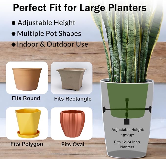 Adjustable Planter Inserts with Dual Telescopic Rods (2, Black)