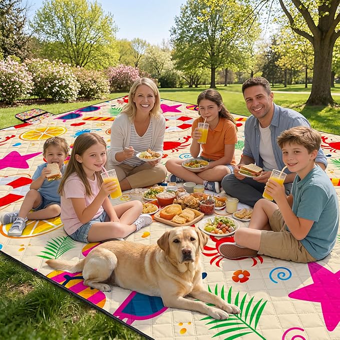 79" x 118" Picnic Blanket Extra Large,Waterproof Sandproof Foldable Outdoor Blanket Beach Blanket Ocean Picnic Mat for Camping,Lawn,Park(Beach)
