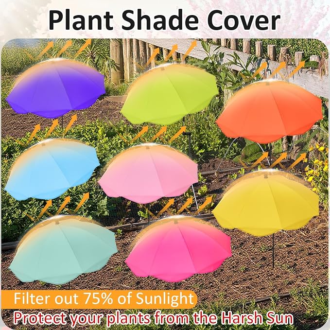 8 Pcs 26 Inch Plant Umbrellas for Outdoor Plants Garden Umbrella Shade for Potted Plant, Garden Bed Flower Pot Provide Shade to ‌defend Blazing Sun (8 Colors)